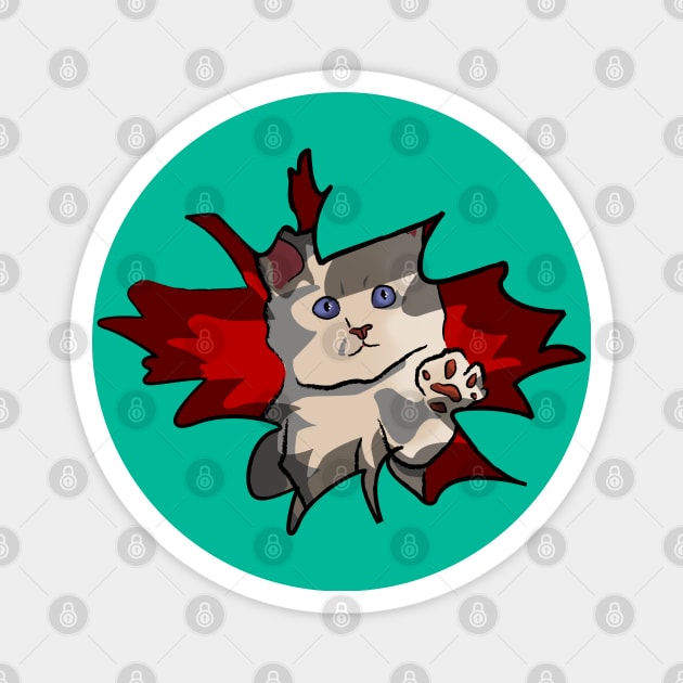 Curious Kitten's Surprise - Playful Cat Design Magnet by Fun Funky Designs